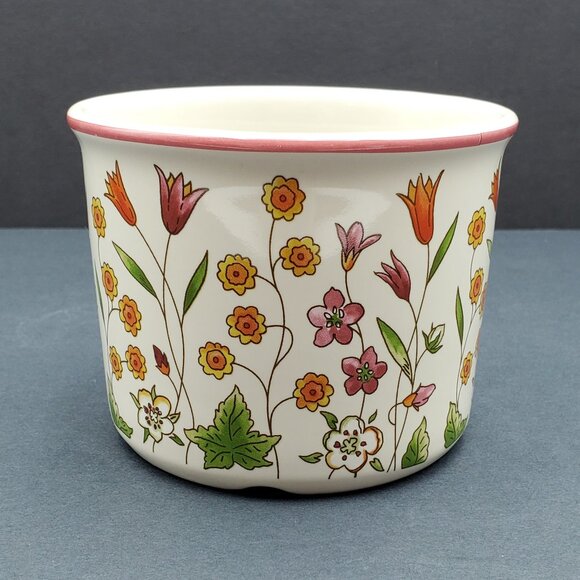 Longaberger Pottery Mother's Day Floral Crock 2012 1 Pint Flowered Salt Crock - Picture 1 of 7